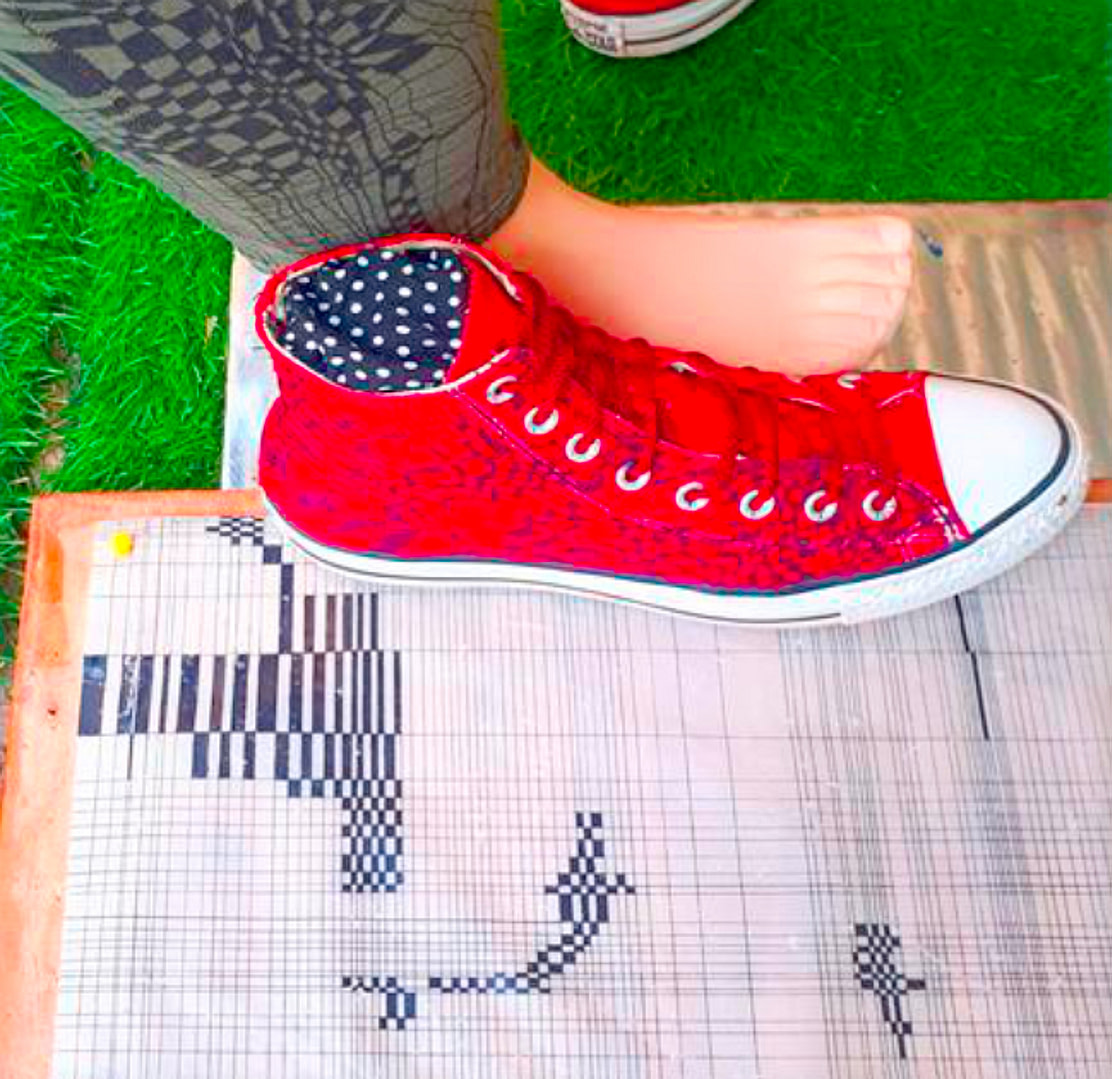 Grid On Black - Textilemann Reimagined Patchwork Sneakers - Image 3