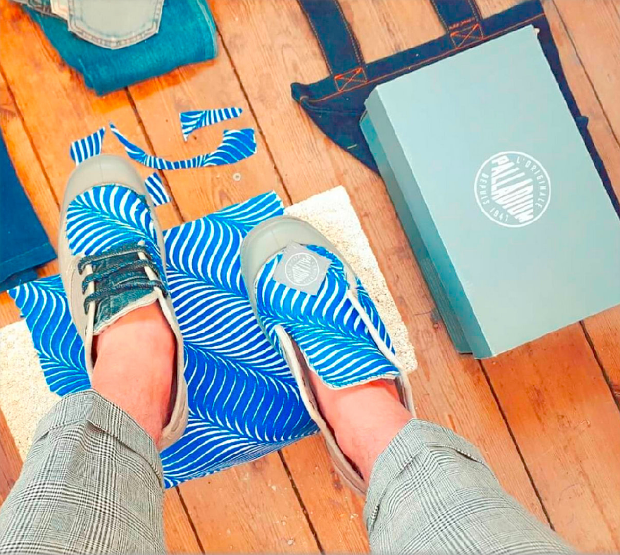 Blue Flame - Textilemann Upcycled Palladium Boots - Image 2