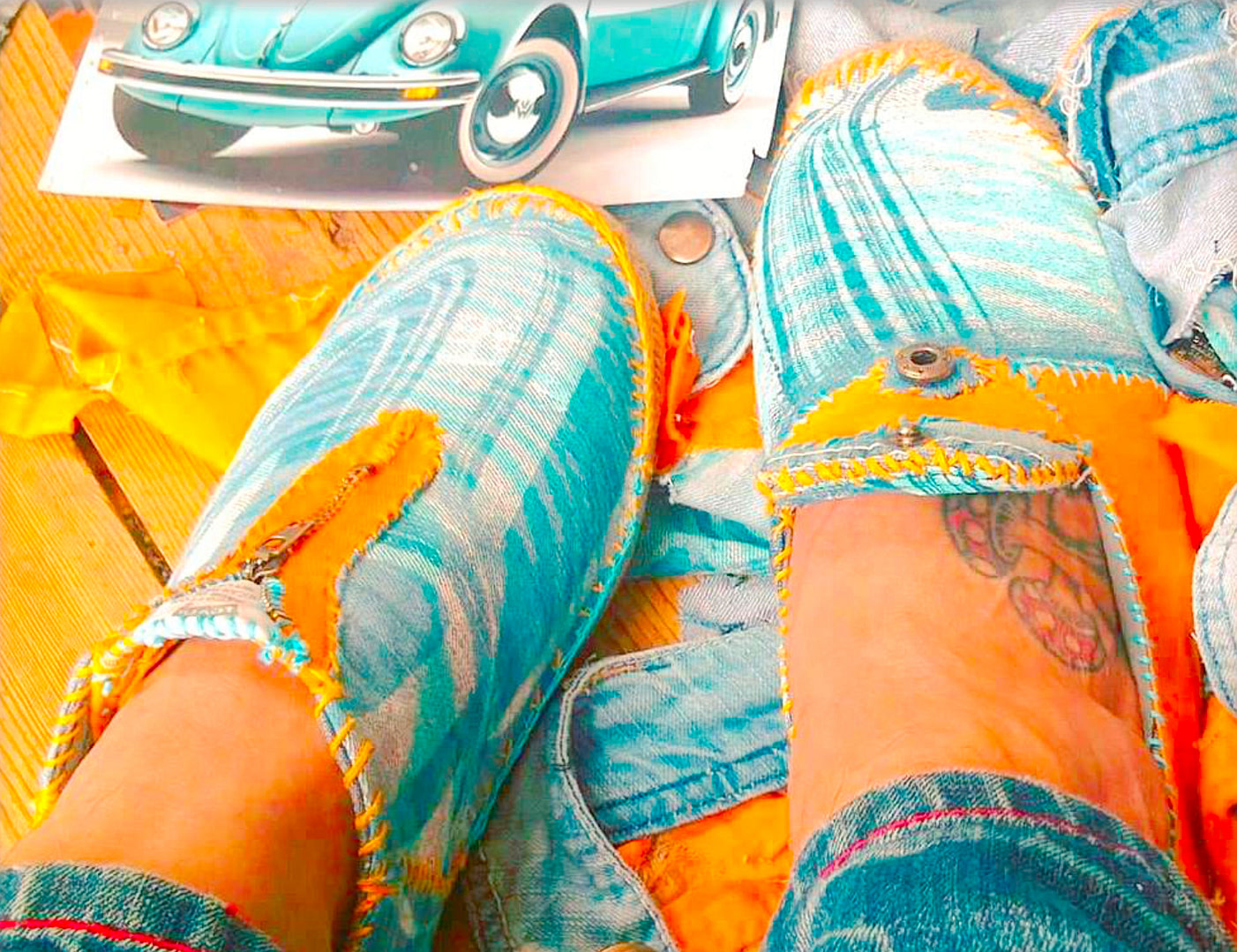 Baby Blue Jeans - Textilemann Reimagined Patchwork Sneakers