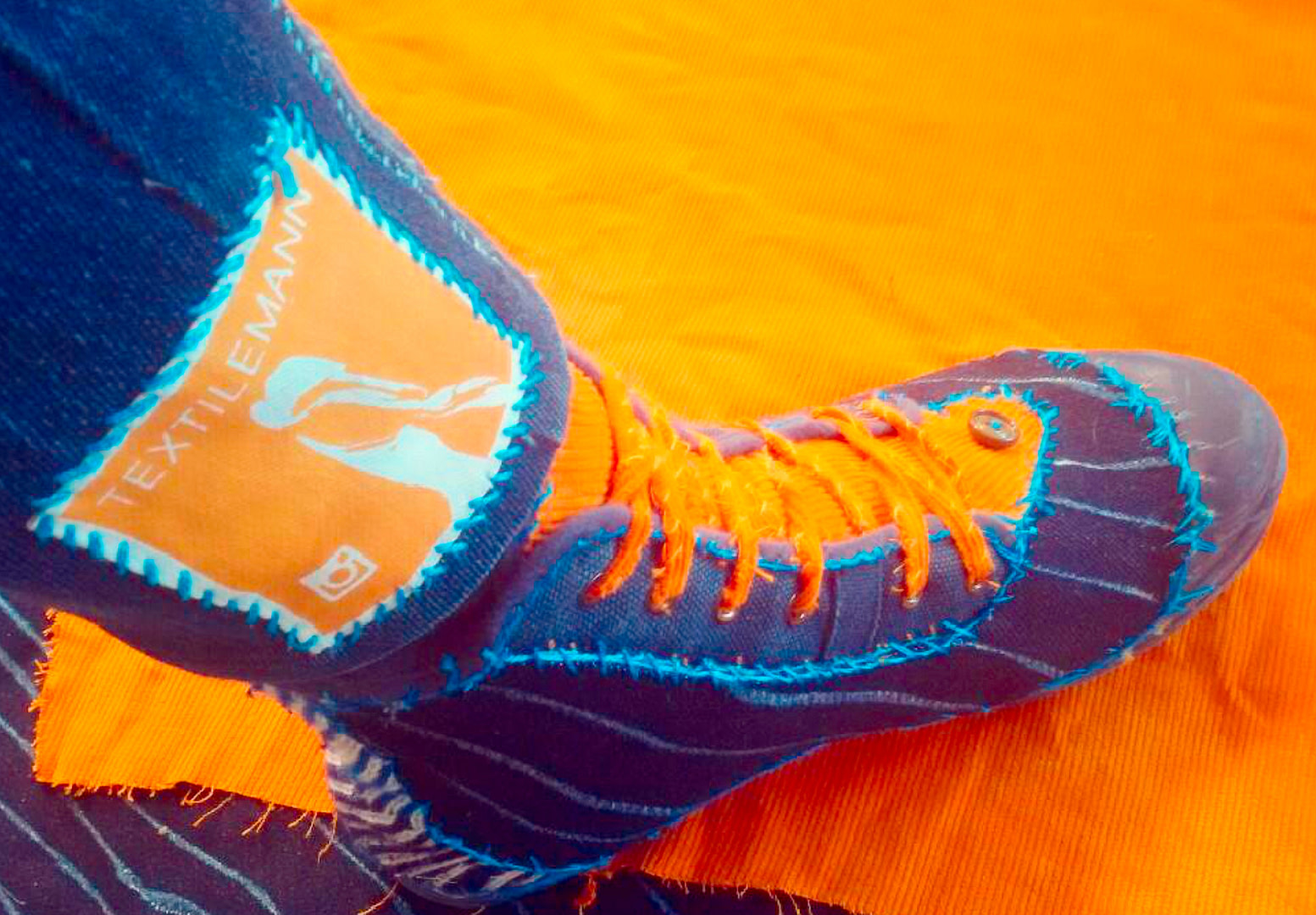 Just Another Brick - Textilemann Upcycled Palladium Boots - Image 3