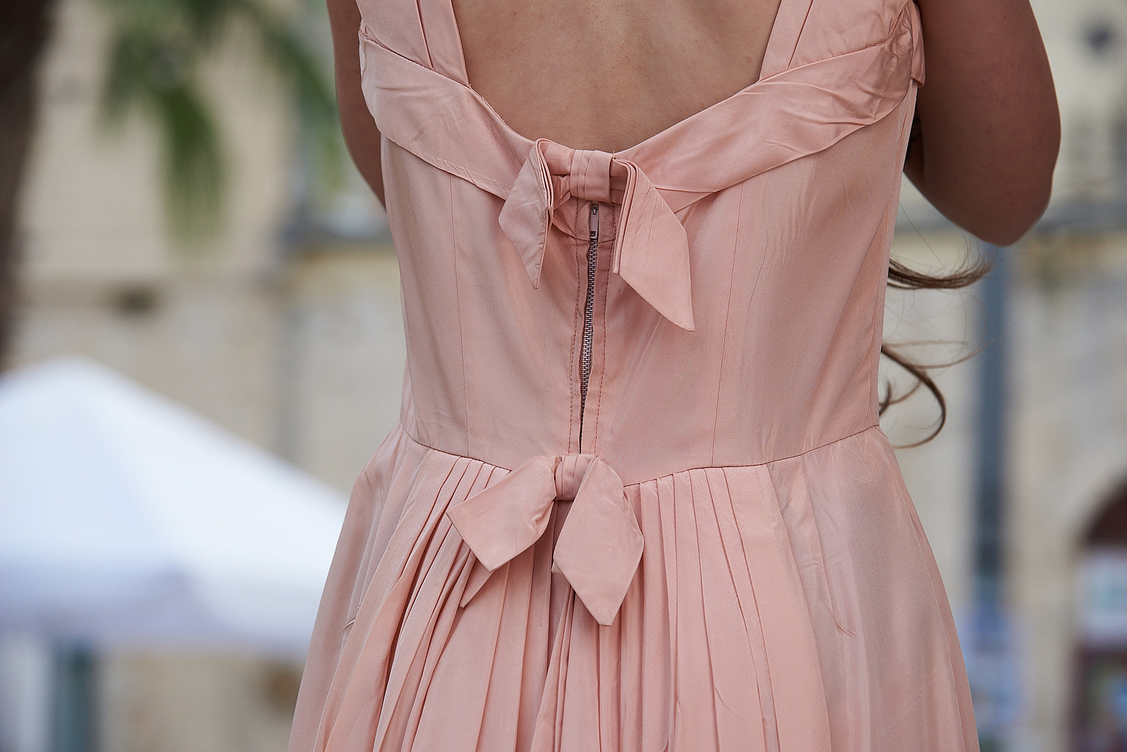 Peach Balloon Hem Dress (1890s) - Image 4