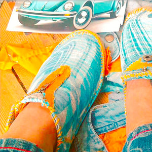 Baby Blue Jeans - Textilemann Reimagined Patchwork Sneakers