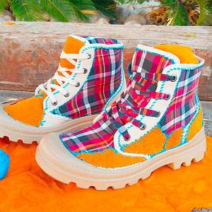 Raheli - Textilemann Upcycled Palladium Boots