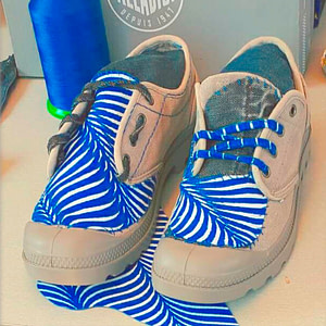 Blue Flame - Textilemann Upcycled Palladium Boots