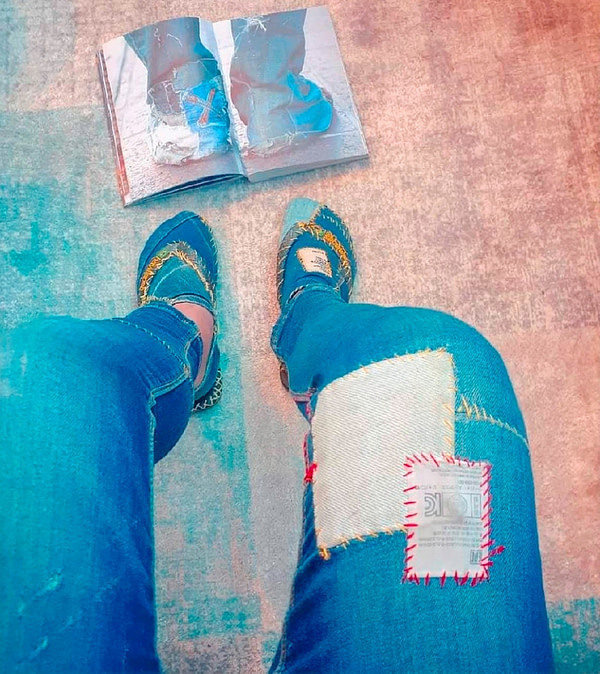 Denim Intervention - Textilemann Upcycled Patchwork Slippers - Image 2