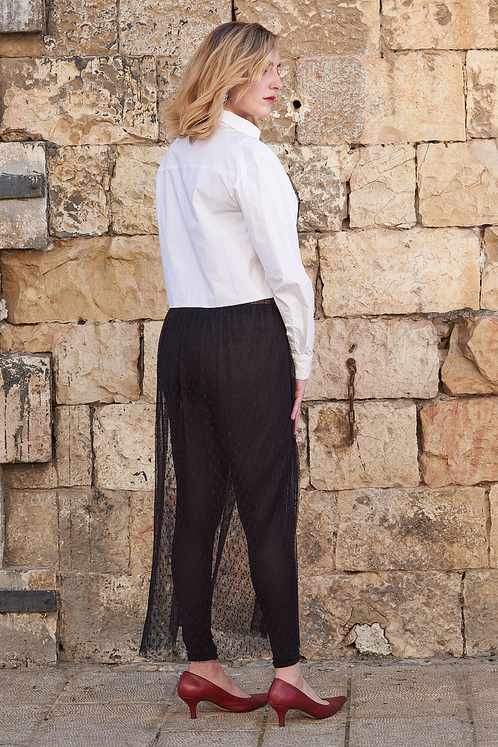 White & Black Valentino Shirt Top with Leggings - Image 5