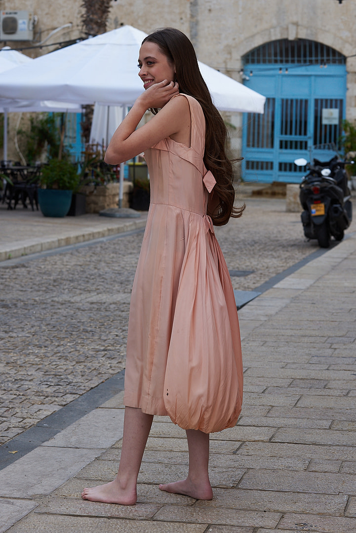 Peach Balloon Hem Dress (1890s) - Image 7