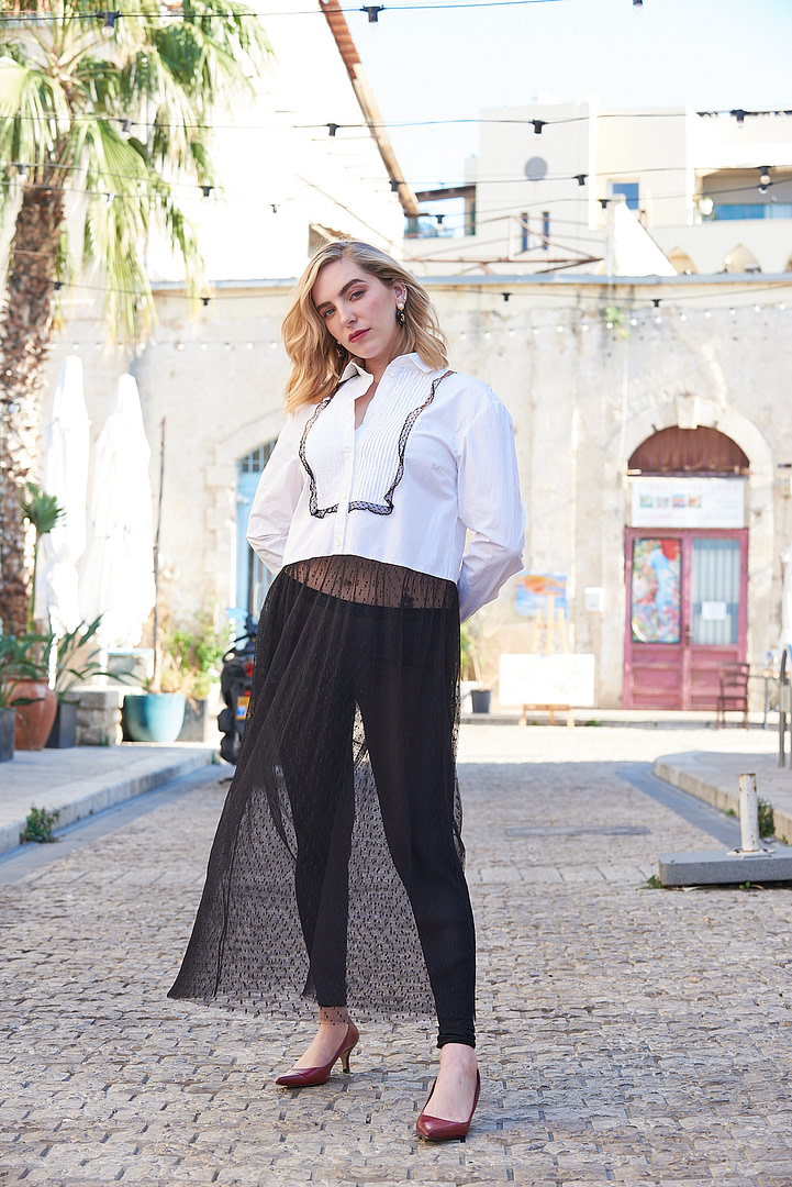 White & Black Valentino Shirt Top with Leggings