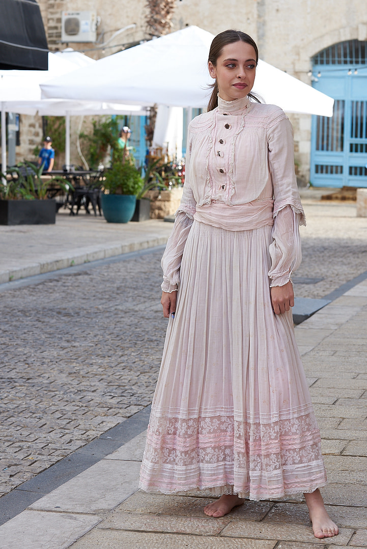 Victorian Era Light Pink Wedding Dress (1850s)