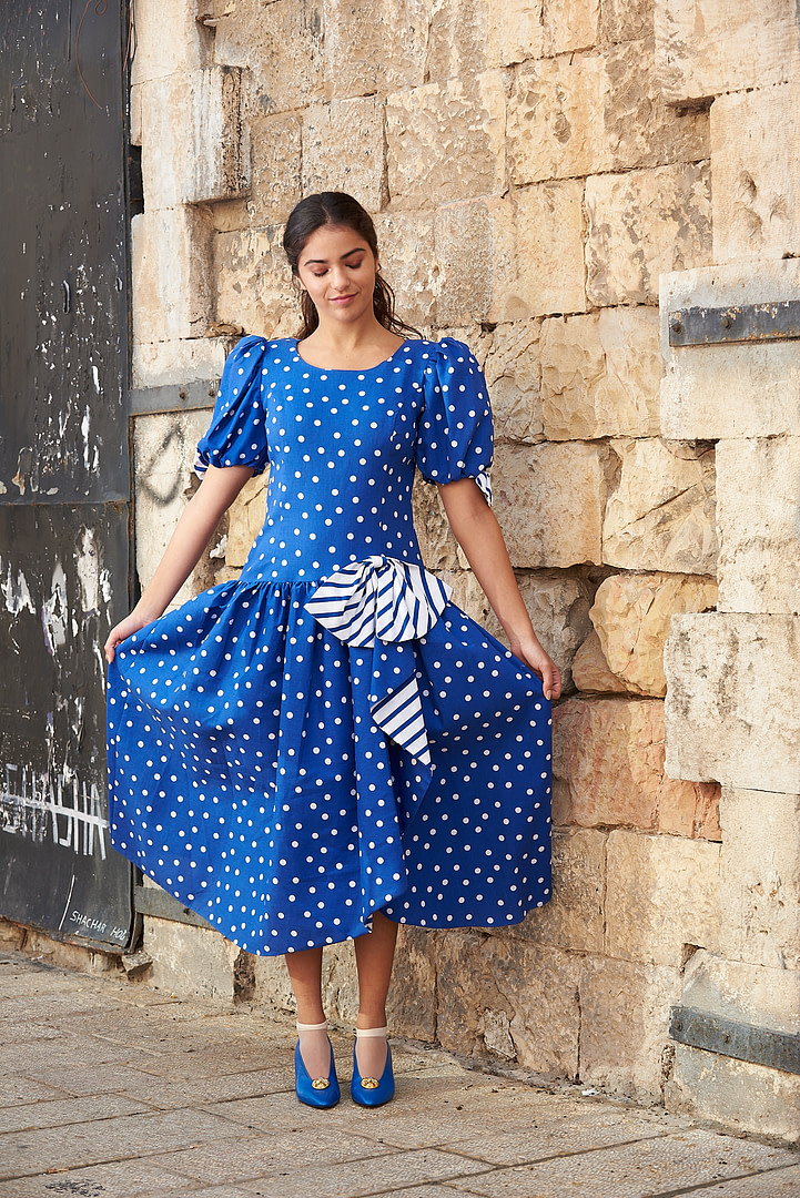 Blue Aintree Boat Neck Swing Dress
