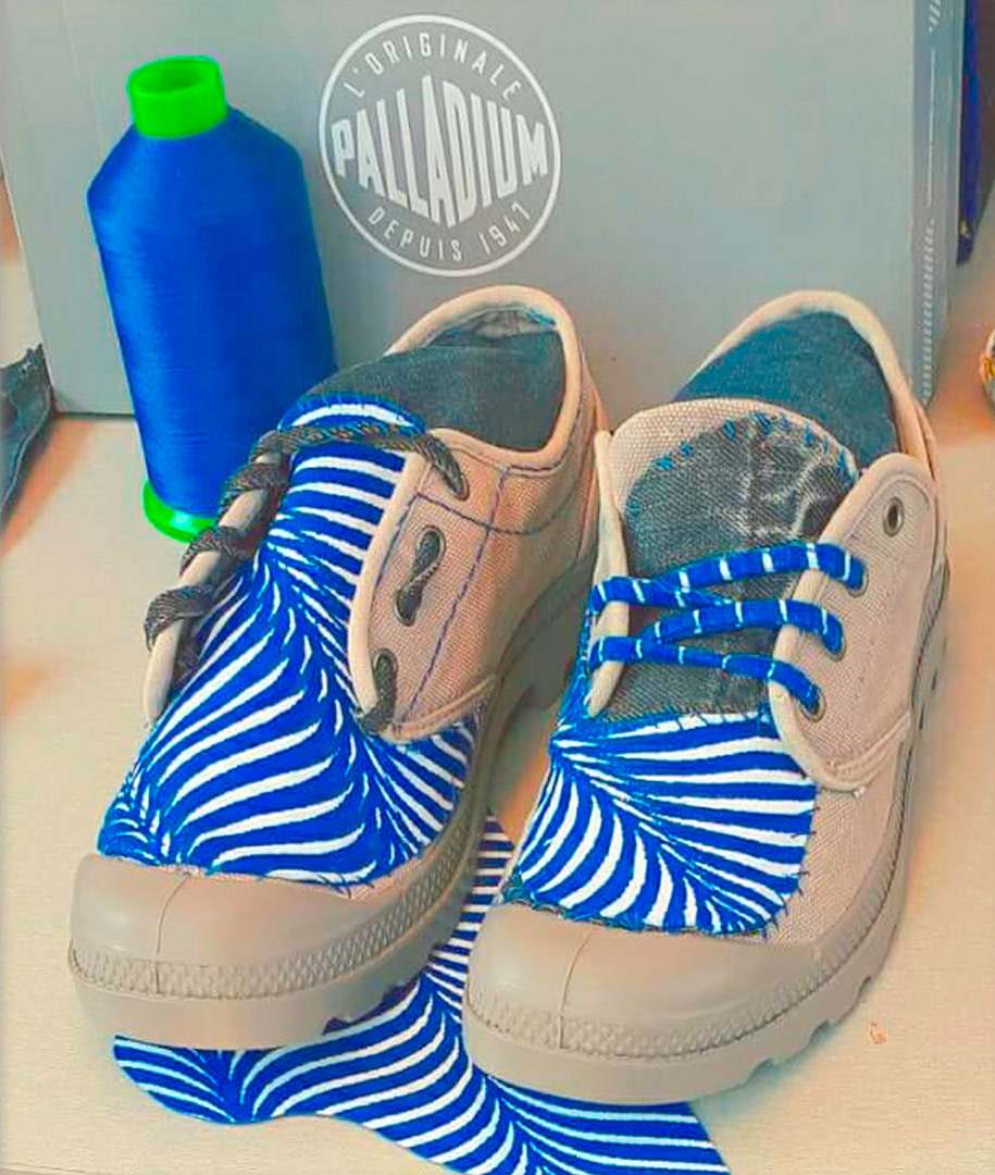 Blue Flame - Textilemann Upcycled Palladium Boots